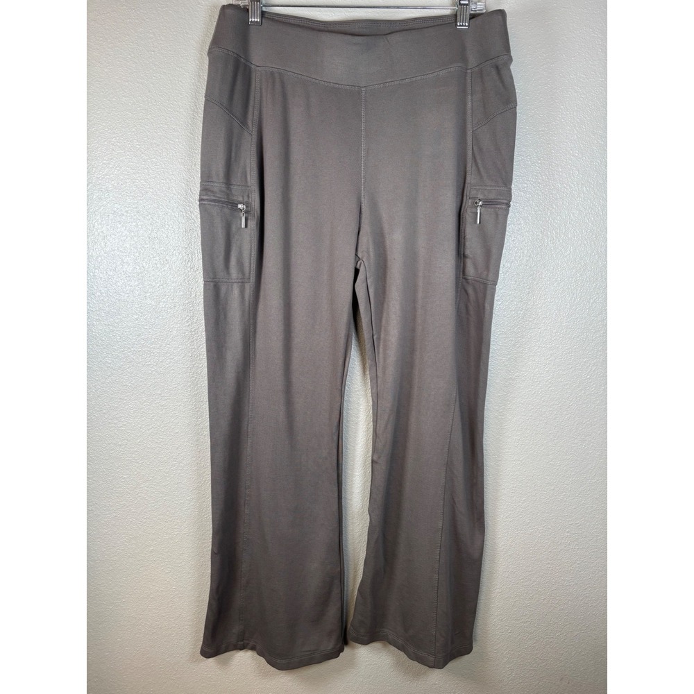 Tahari Sport‎ Women's XL Gray Cargo Pocket Athletic Pants Wide Leg Stretchy